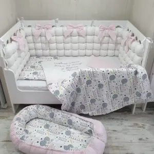 Сет за кошара Бяло и розово BABY07, ръчна изработка от Сладък сън